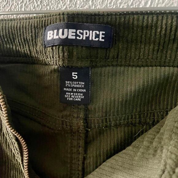 Vintage Blue Spice Military Green Corduroy Mini Skirt Size 5 90s Y2K - Picture 4 of 6